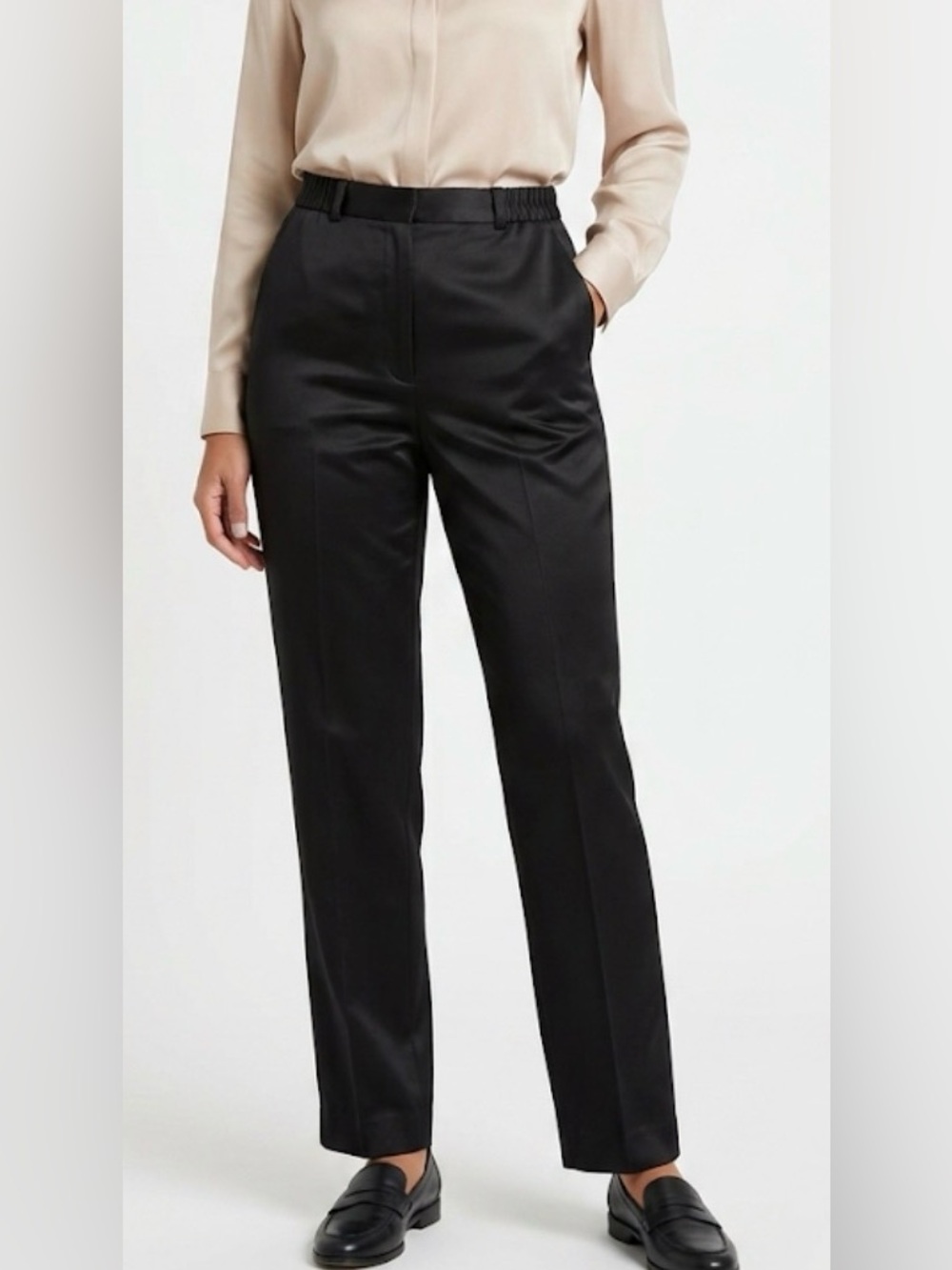 Talbots Heritage Fit Black High Waisted Straight Leg Trousers Pants Size 12